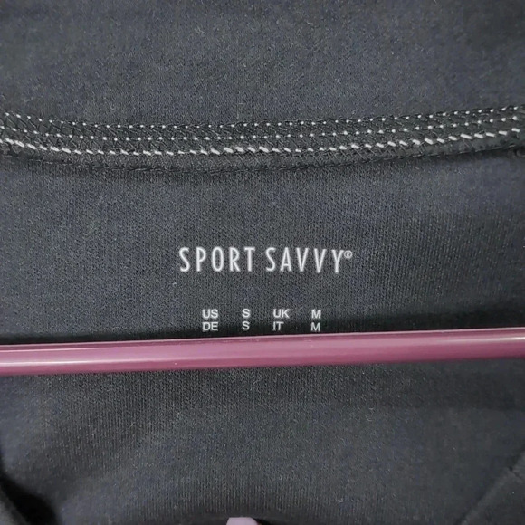 Sport Savwy Interlock Round Neck Raglan Sleeve Top- Black - Picture 3 of 8